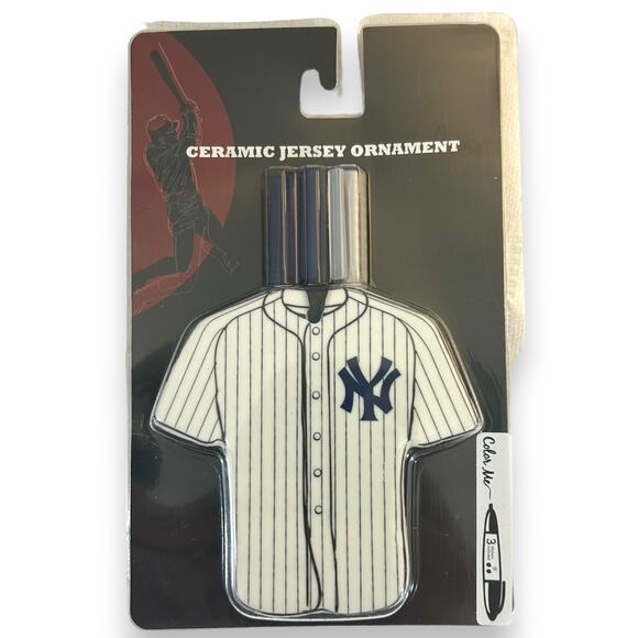 New York Yankees Ceramic Jersey Color Me Ornament With Markers Bronx Bombers TSA - Picture 1 of 9